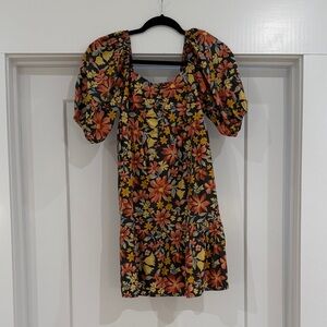 Billabong Floral Mini Dress - Black and Orange